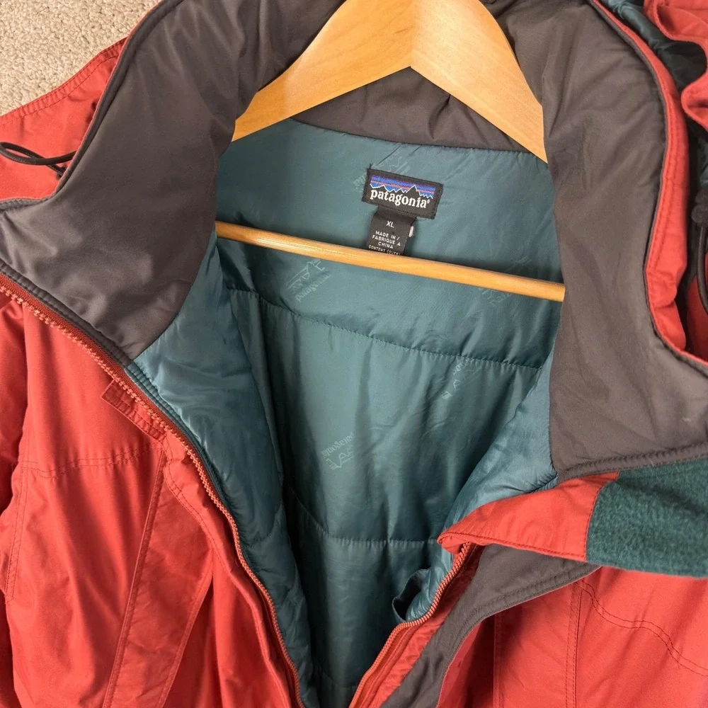 Vintage Patagonia‎ Parka Men's Red Insulated Hooded Jacket Size XL